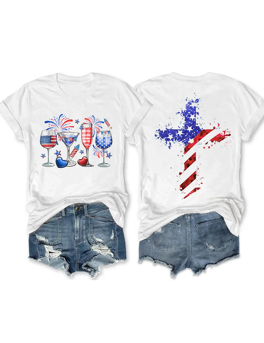 4th Of July Wine Glasses T-Shirt