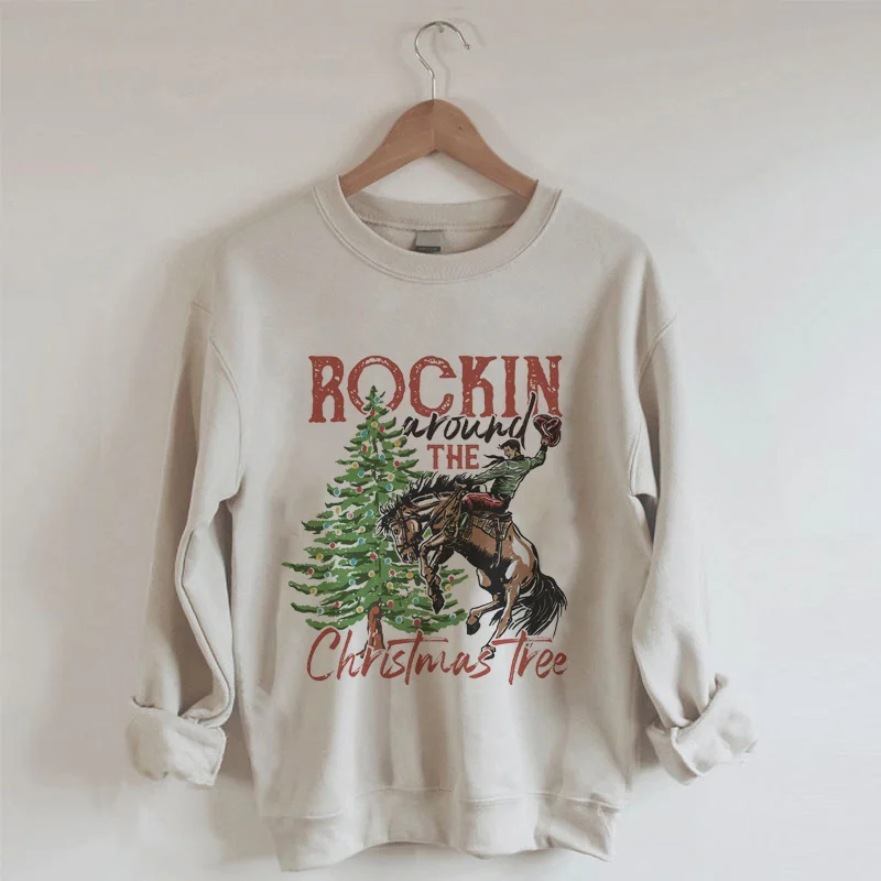 Rockin Around The Christmas Tree Print Sweatshirt