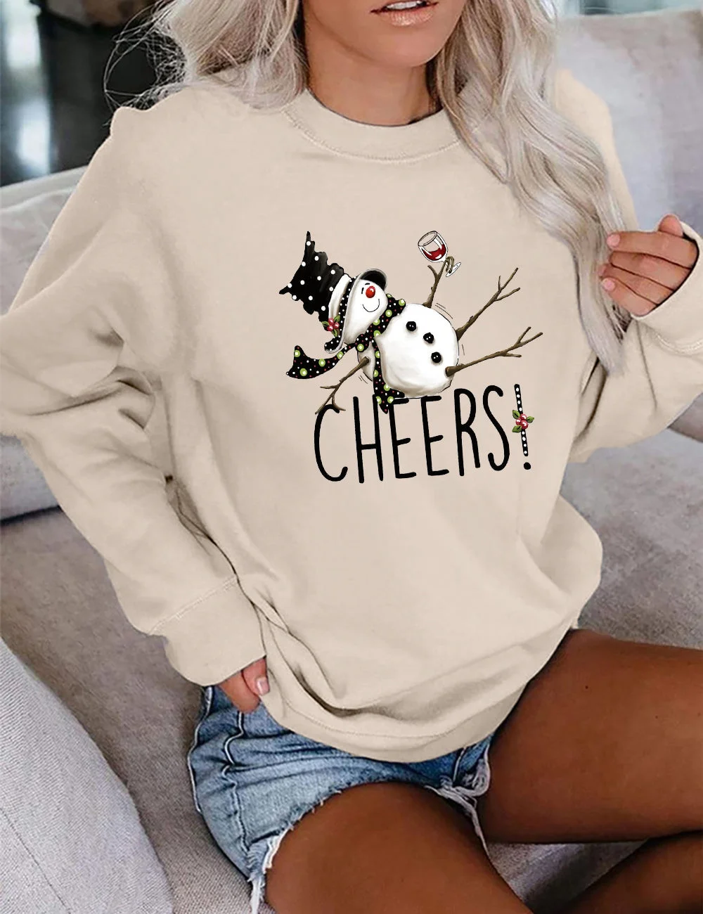 Cheers Snowman Christmas Sweatshirt