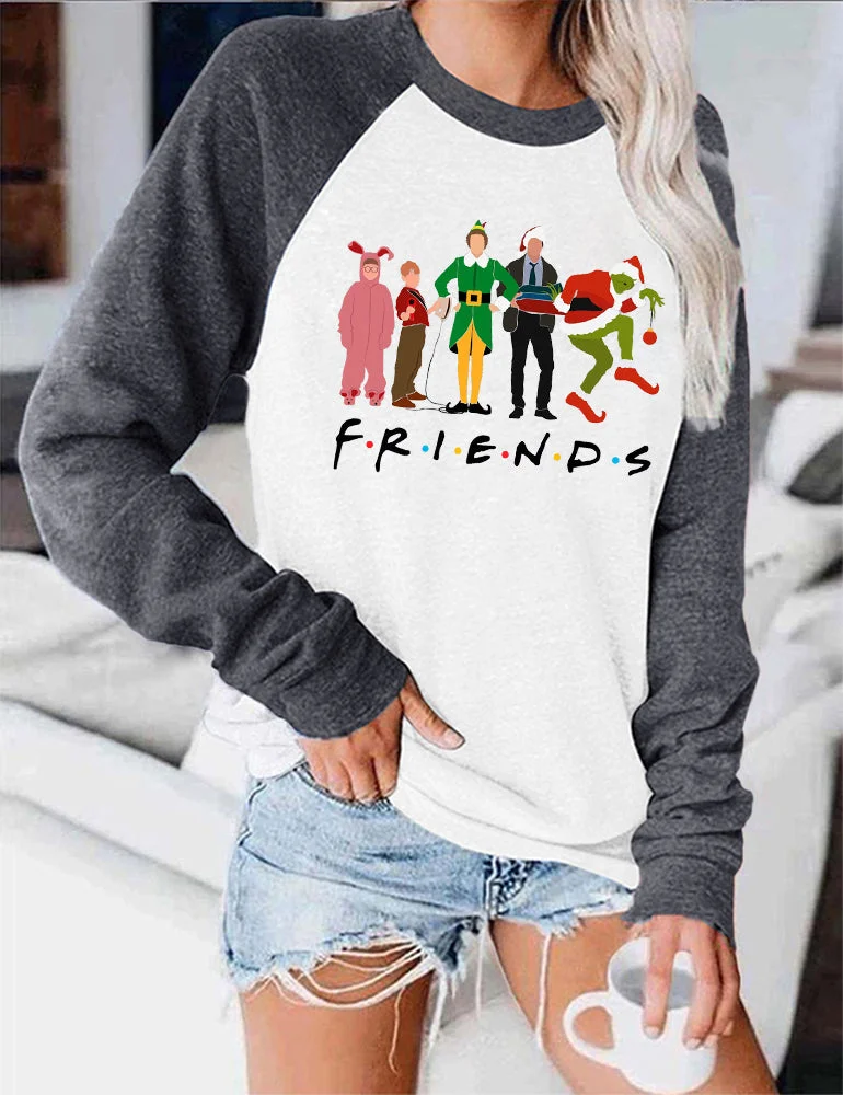 Christmas Movie Friends Color Block Blouse