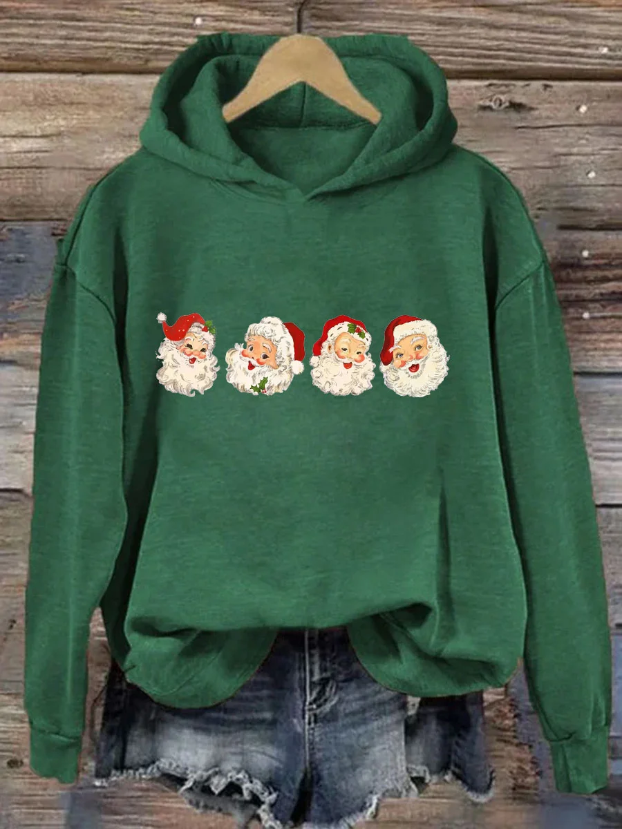 Retro Cheerful Santa Hoodie