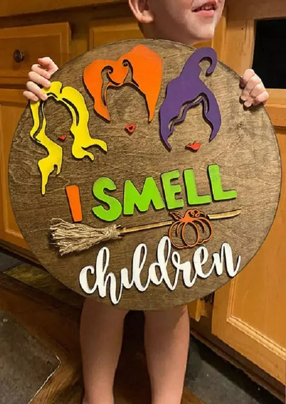 Halloween I Smell Children Wooden Hanging Sign Ornament