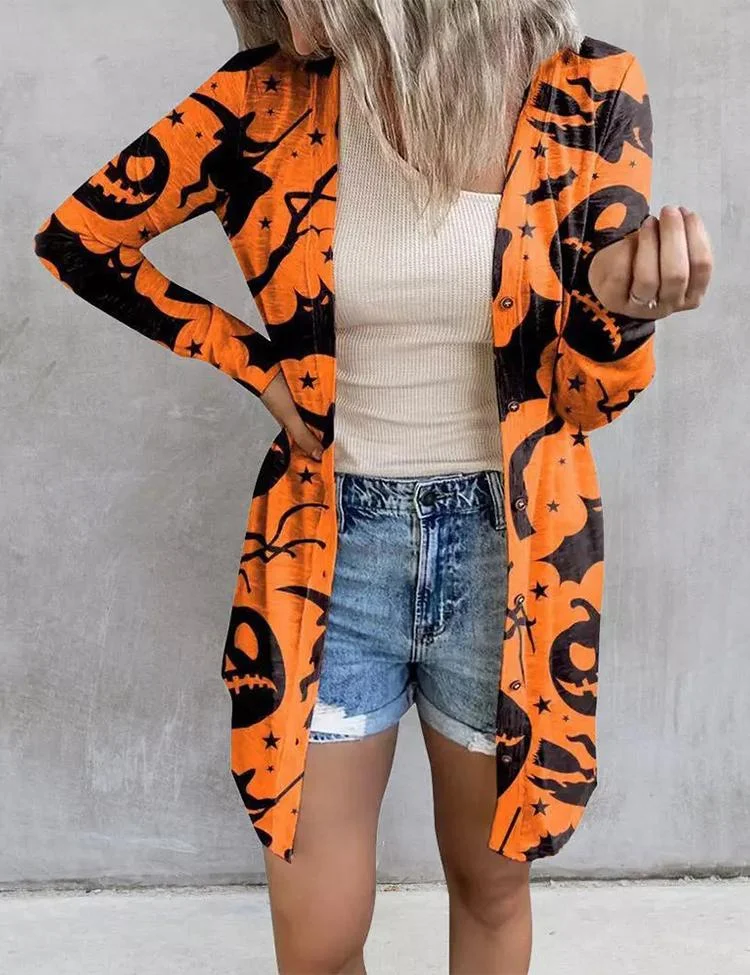 Pumpkin Face Halloween Cardigan