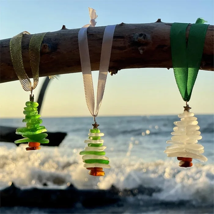 Christbaumschmuck aus Seeglas aus dem Eriesee