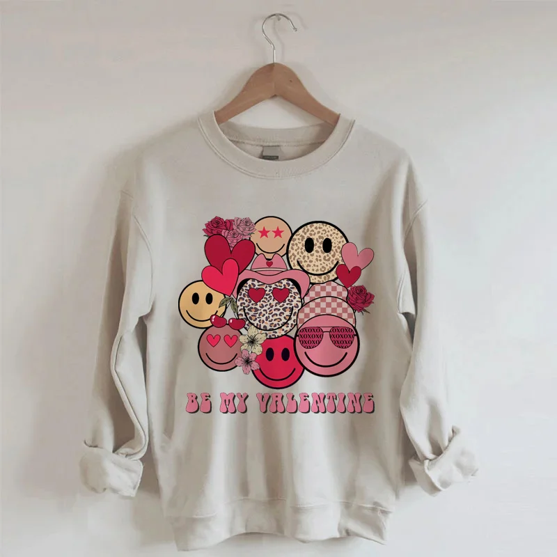 Be My Valentine Smiley Faces Sweatshirt