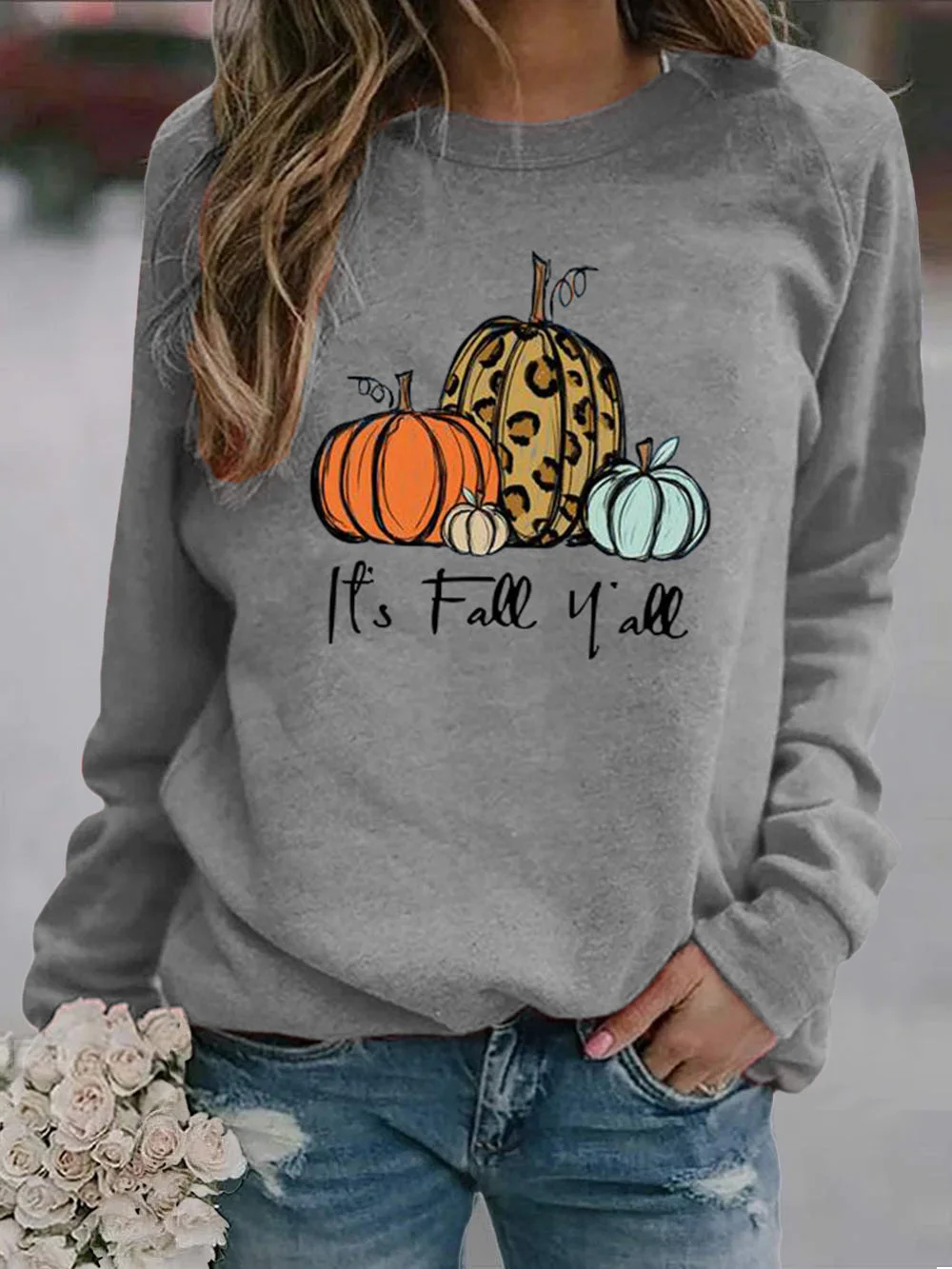 It's Fall Yall Pumpkin Leopard Sweatshirt