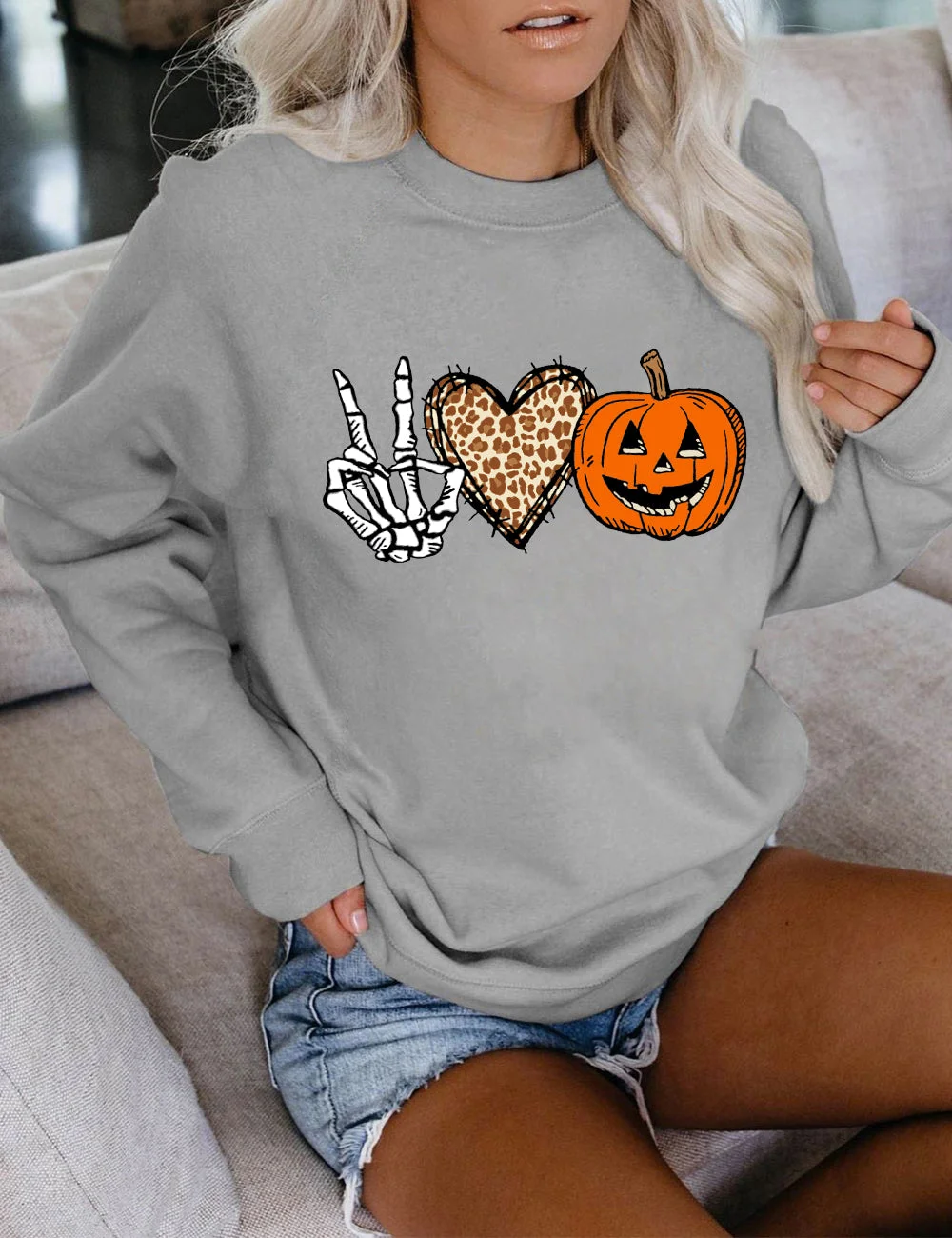 Peace Love Pumpkin Halloween Sweatshirt