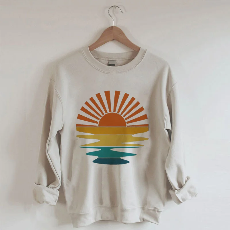 Retro Sunset Rays Wavy Sweatshirt