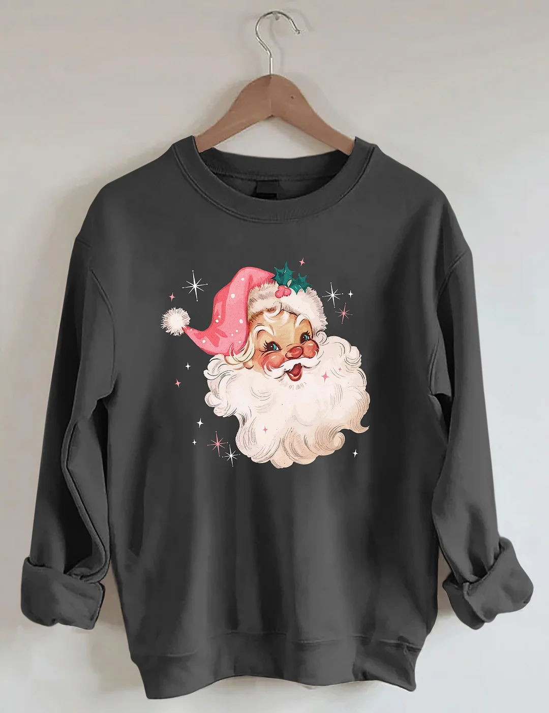 Retro Pink Santa Christmas Sweatshirt