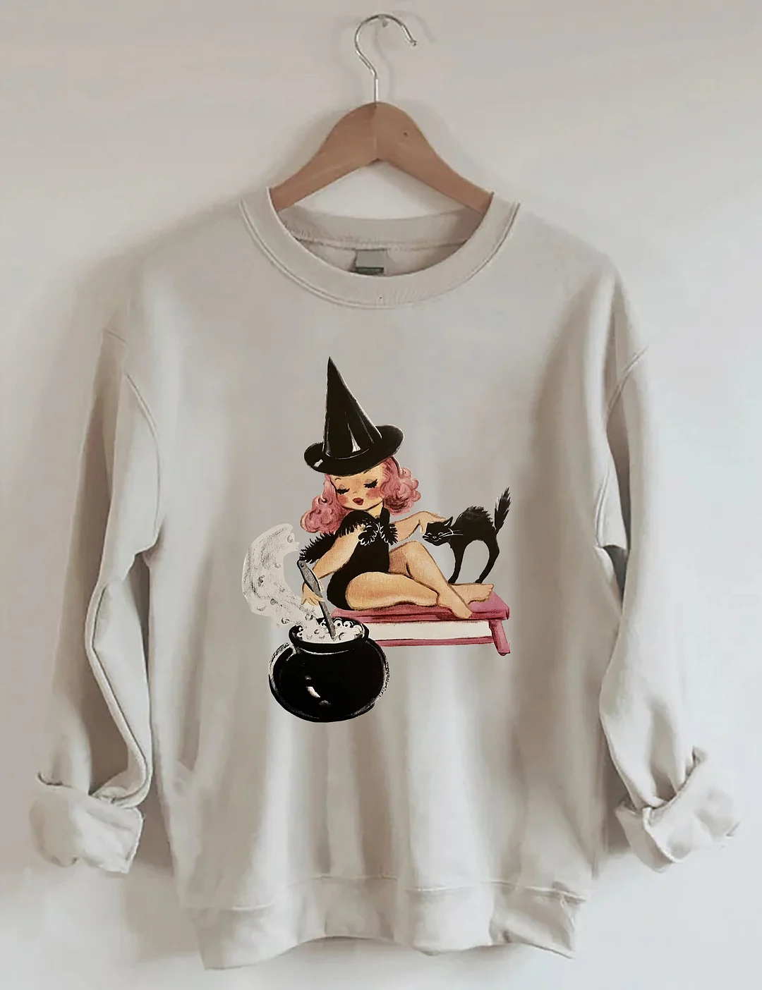 Halloween Little Witch Girl Cat Sweatshirt