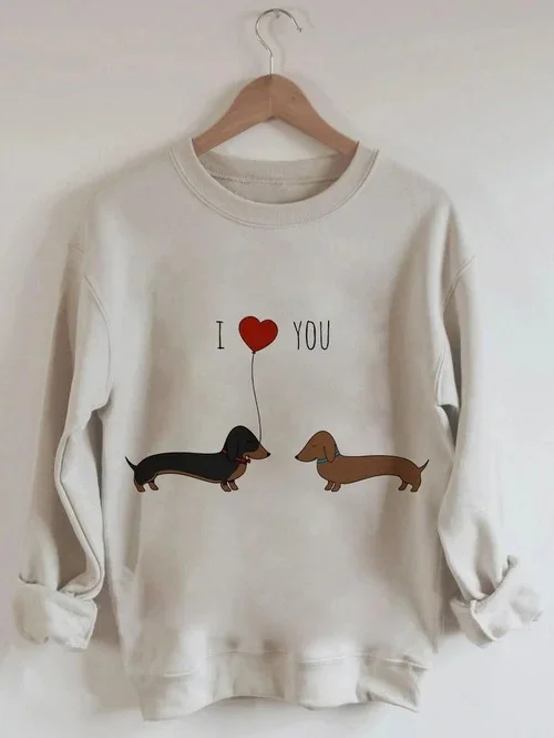 Women's Cute Dog Round Neck Casual Sweatshirt