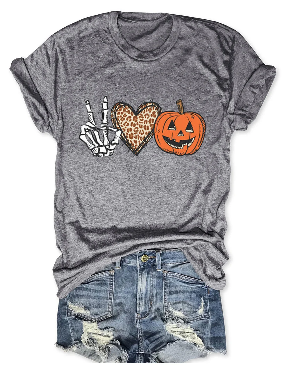 Peace Love Halloween Leopard T-Shirt