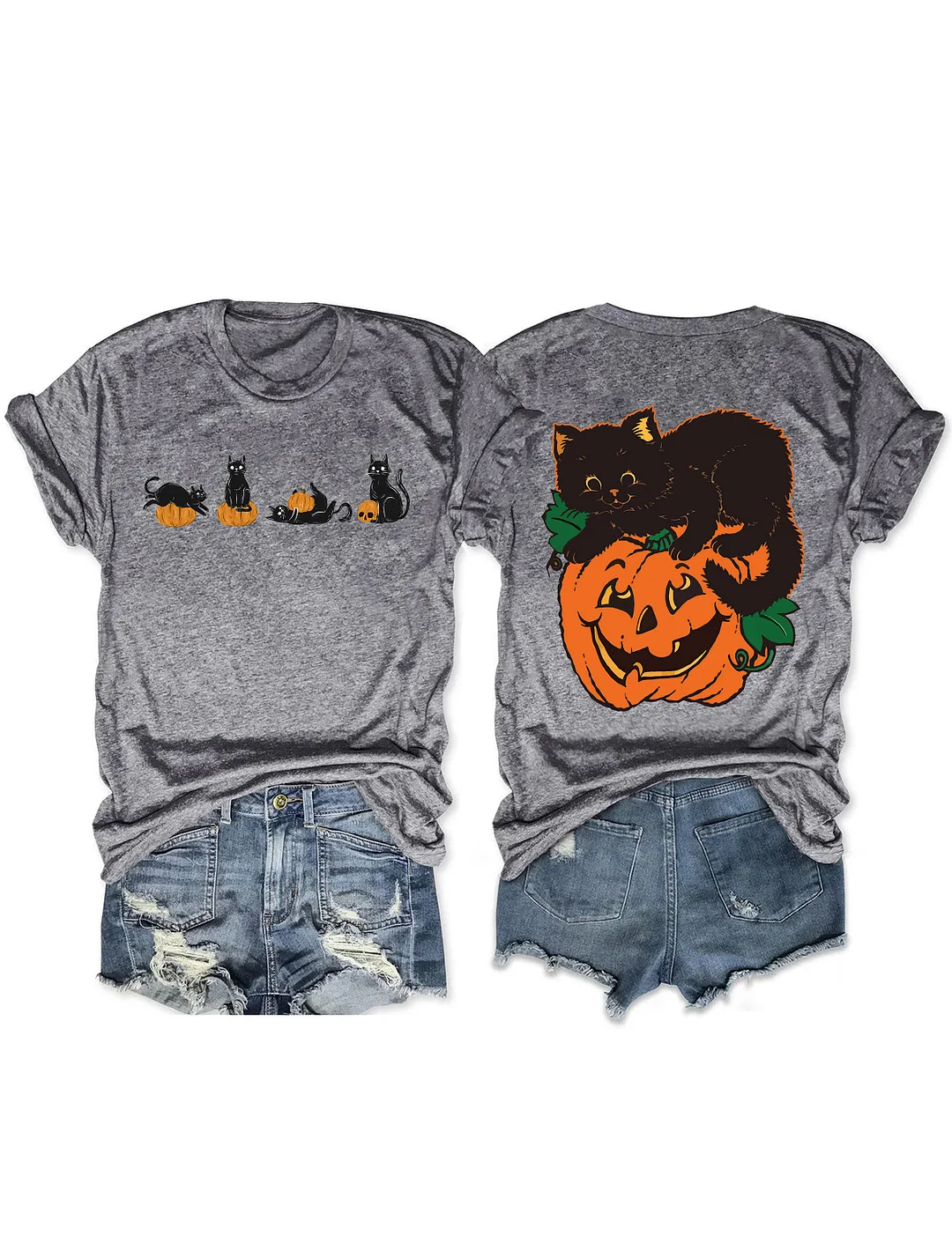 Pumpkin and Black Cats T-shirt