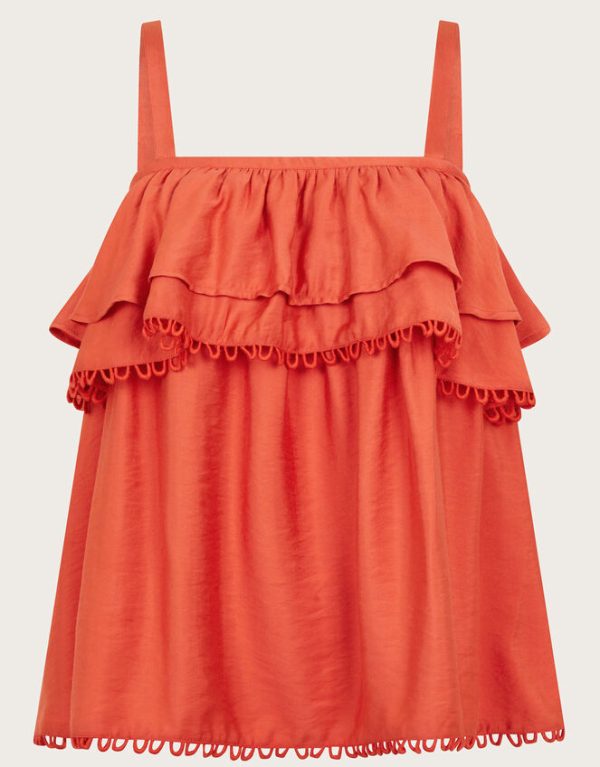 Monsoon Top Aesha Frill Cami Top Orange - Image 6