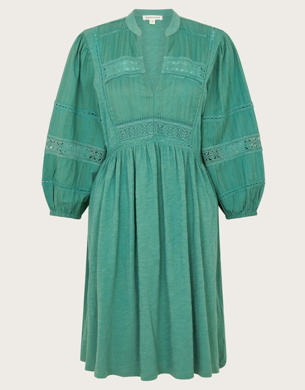 Monsoon Lia Lace Trim Dress Green - Image 5