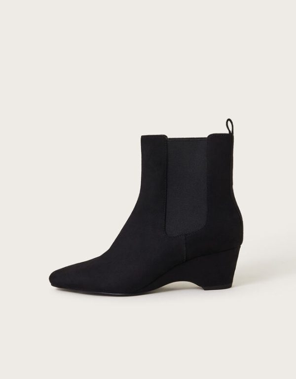 Monsoon Shay Suedette Wedge Ankle Boots Black - Image 3