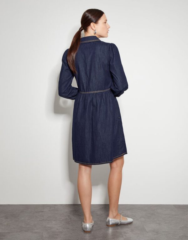 Monsoon Adeena Denim Mini Shirt Dress Blue - Image 3