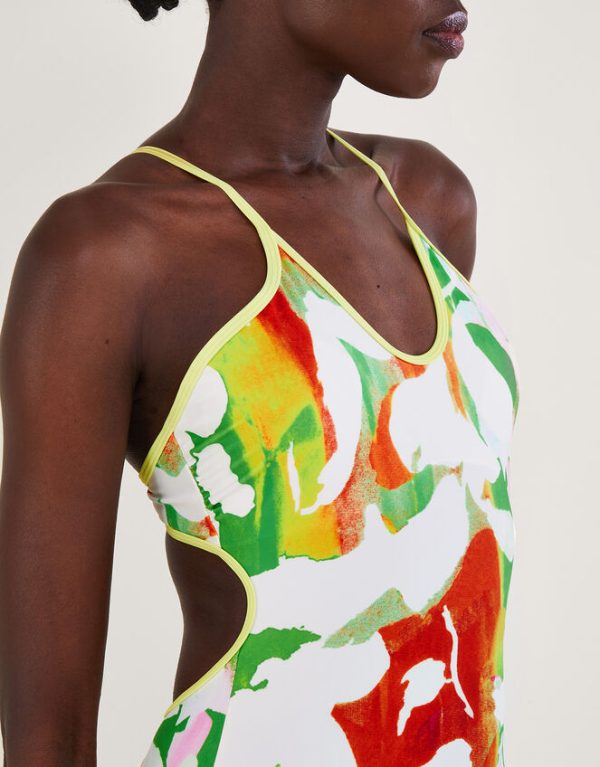 Monsoon Swimsuit Abstract Floral Print Swimsuit with Recycled Polyester Green - Image 2