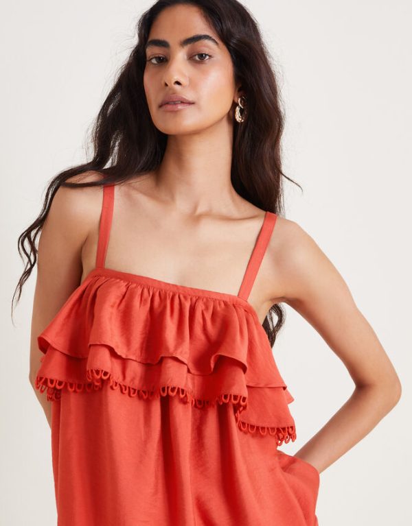 Monsoon Aesha Frill Cami Top Orange - Image 4