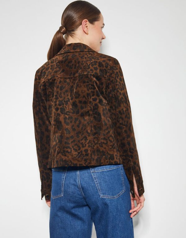 Monsoon Aida Leopard Print Crop Jacket Brown - Image 4