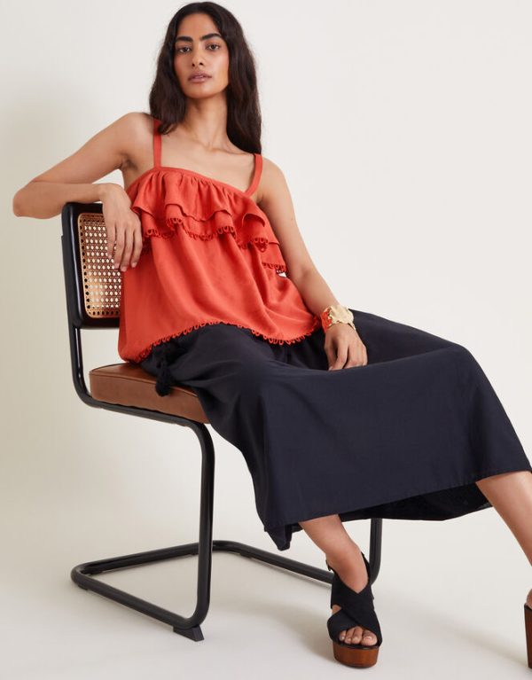 Monsoon Top Aesha Frill Cami Top Orange - Image 5