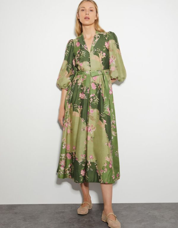 Monsoon Adela Shirt Dress Green - Image 5