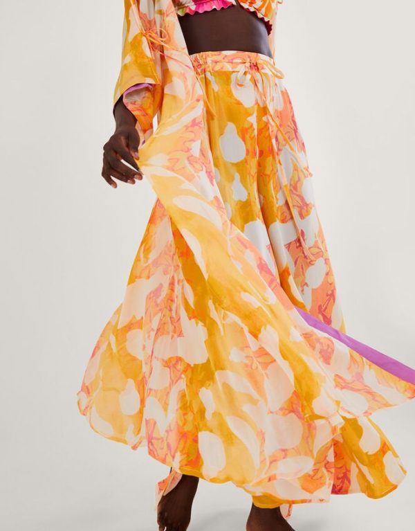 Monsoon Abstract Print Longline Kimono Orange - Image 4