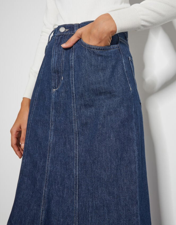 Monsoon Fran seam denim maxi skirt blue - Image 4