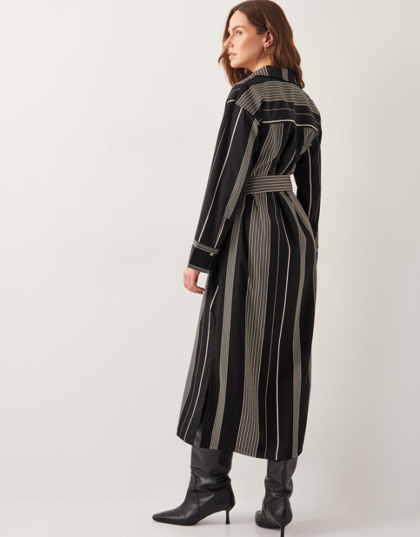 Monsoon Andi stripe midi shirt dress black - Image 2