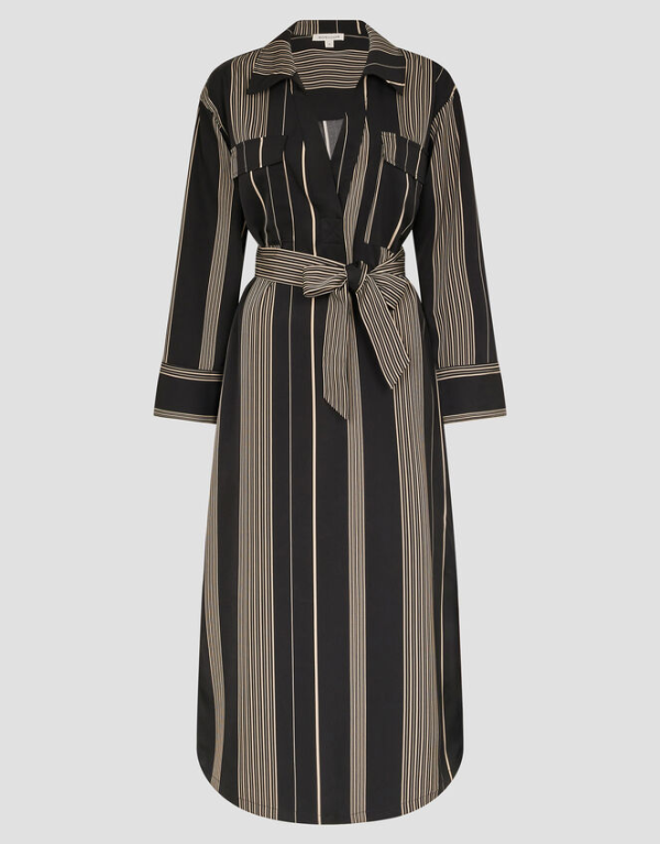 Monsoon Andi stripe midi shirt dress black - Image 5