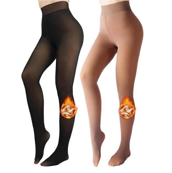 Fleece Lined Tights Sheer Women - Fake Translucent Warm Pantyhose Leggings Sheer Thick Tights for Winter - Image 7